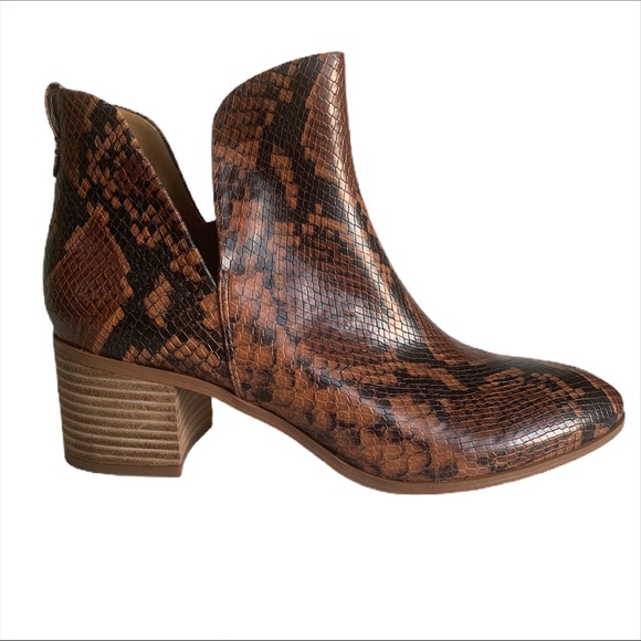 Franco Sarto Roar Snake Print Embossed Ankle Boots - Picture 9 of 11